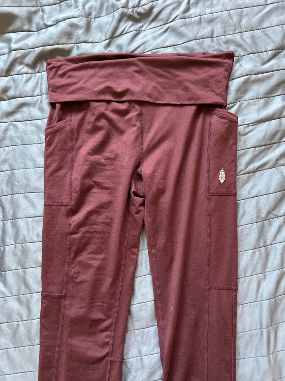 Free People Movement Fold Over Waist Flare Leggings Side Pocket